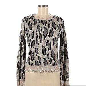 Fate leopard print distressed sweater size S